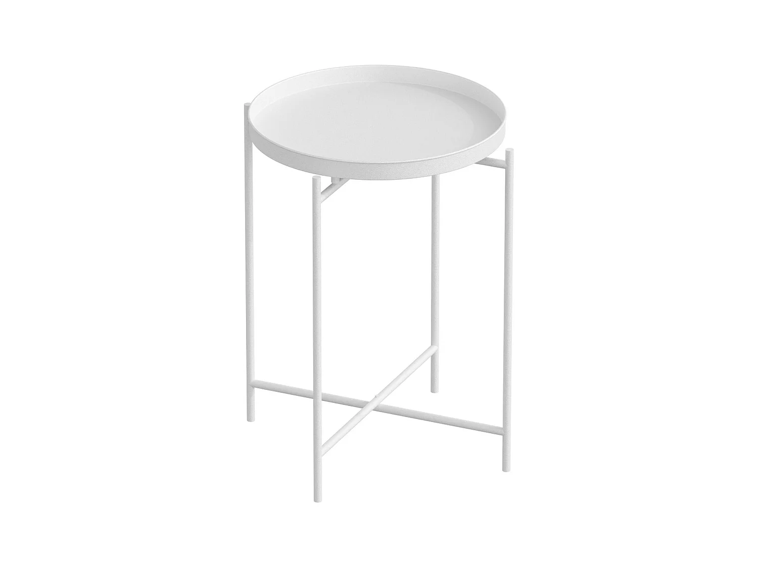 Petite table d'appoint blanche - structure ronde, métal SFAX