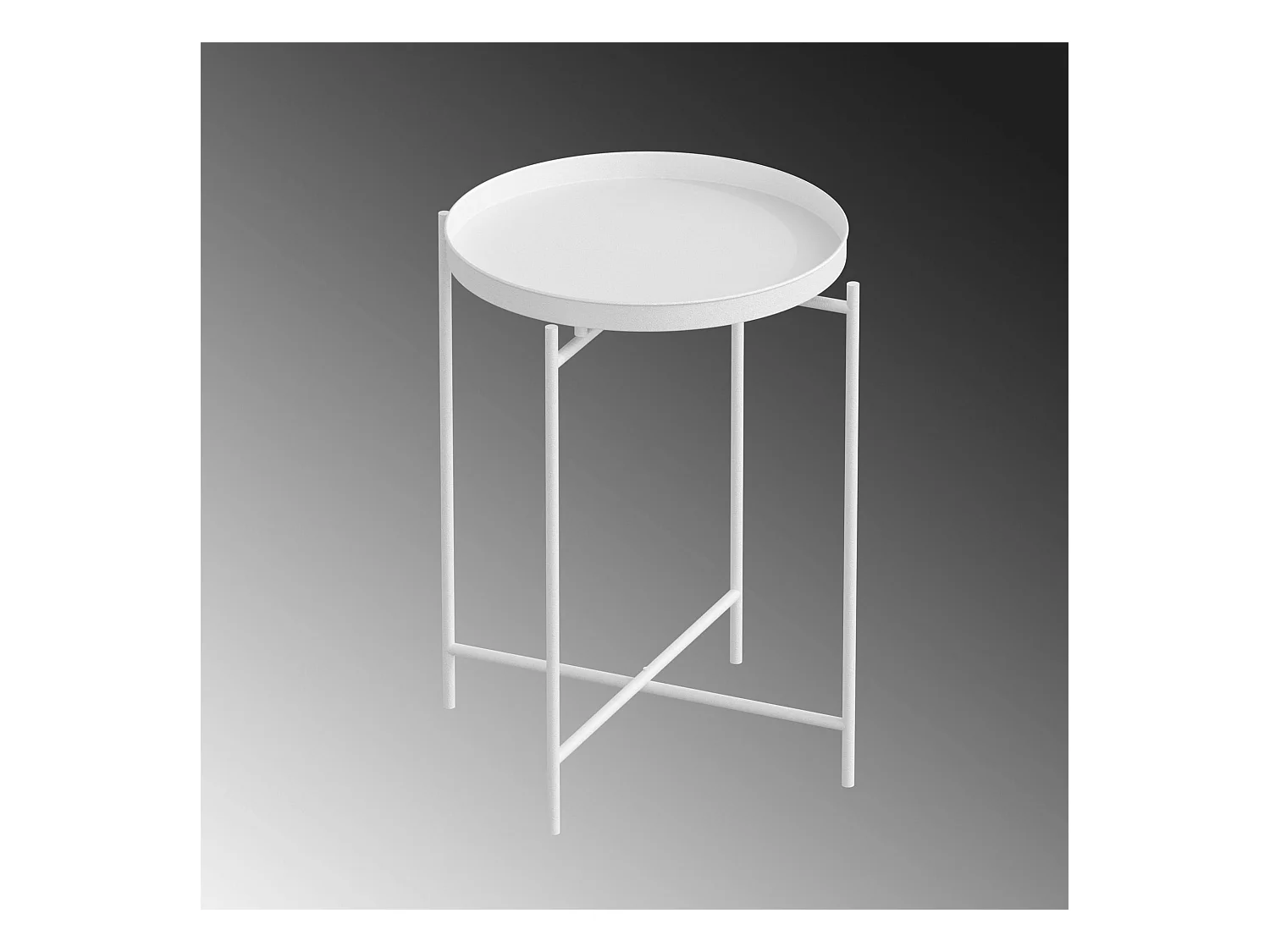 Petite table d'appoint blanche - structure ronde, métal SFAX