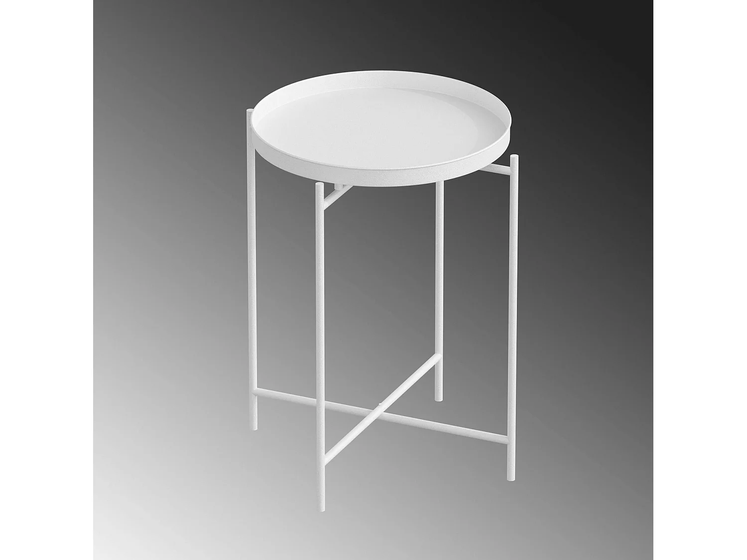 Petite table d'appoint blanche - structure ronde, métal SFAX