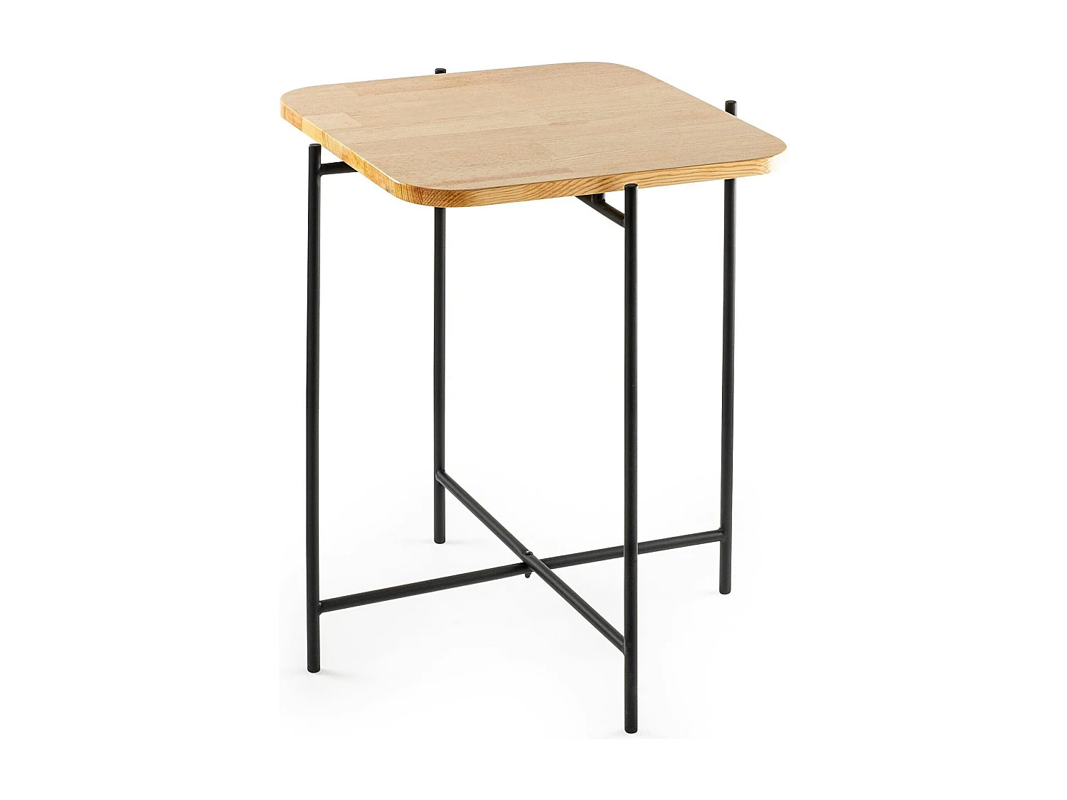 Petite table en bois carrée - structure métal noir JENA