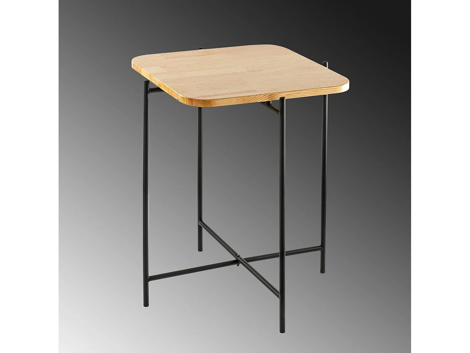 Petite table en bois carrée - structure métal noir JENA