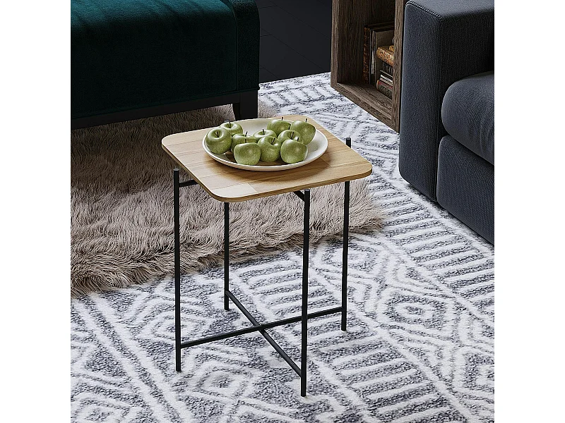 Petite table en bois carrée - structure métal noir JENA