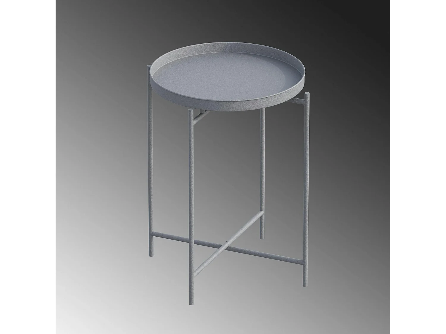 Petite table d'appoint grise - structure ronde, métal SFAX