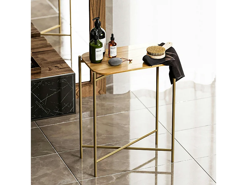 Petite table bois rectangulaire - structure métal doré JENA