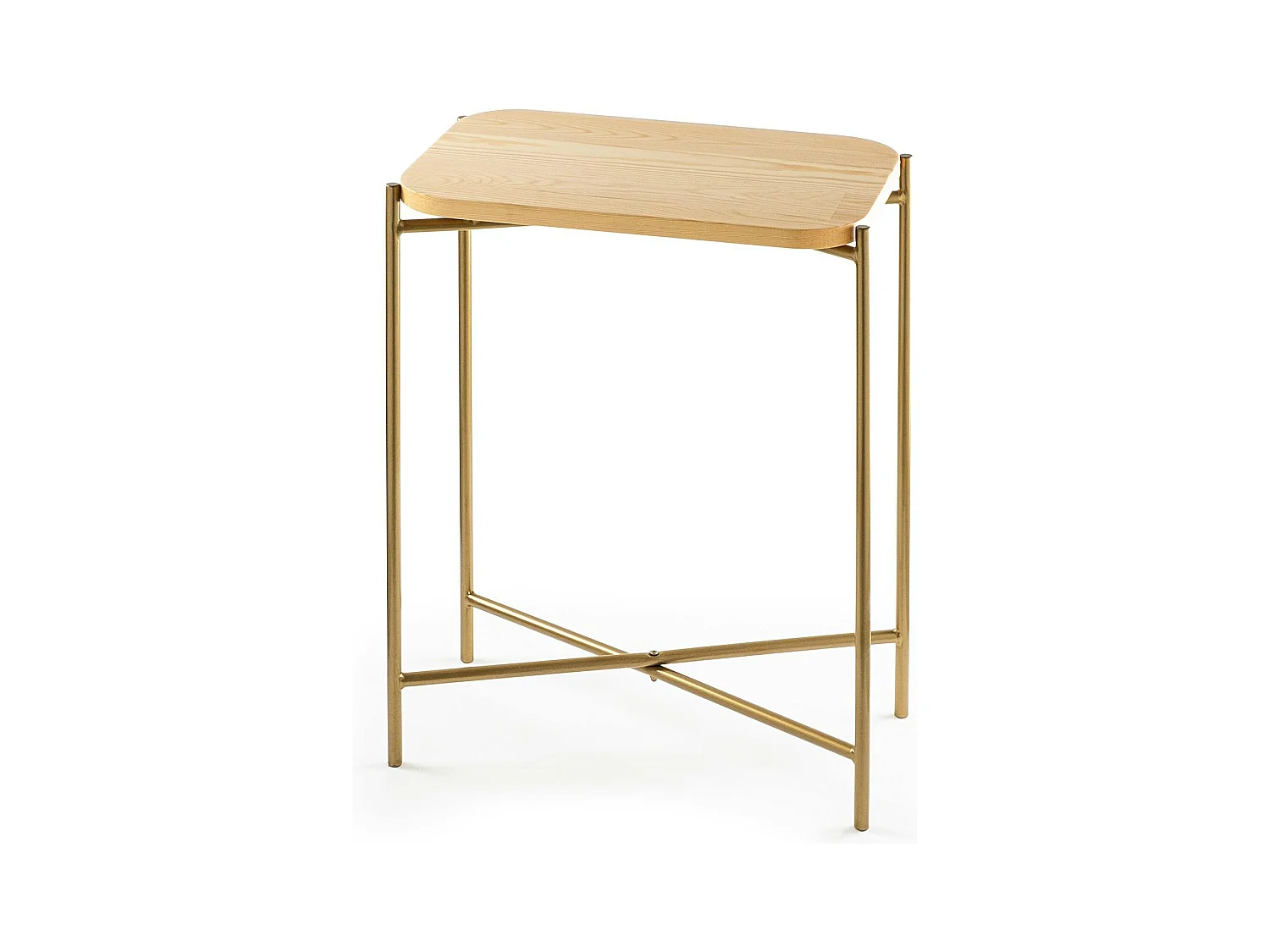 Petite table bois rectangulaire - structure métal doré JENA