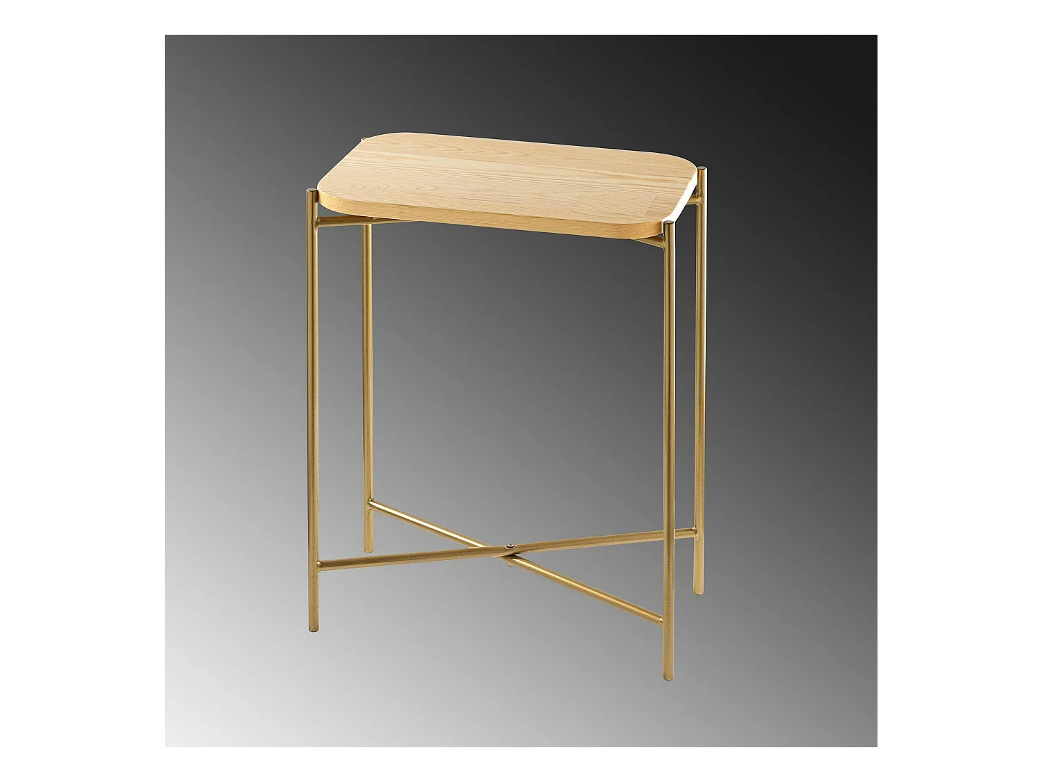 Petite table bois rectangulaire - structure métal doré JENA