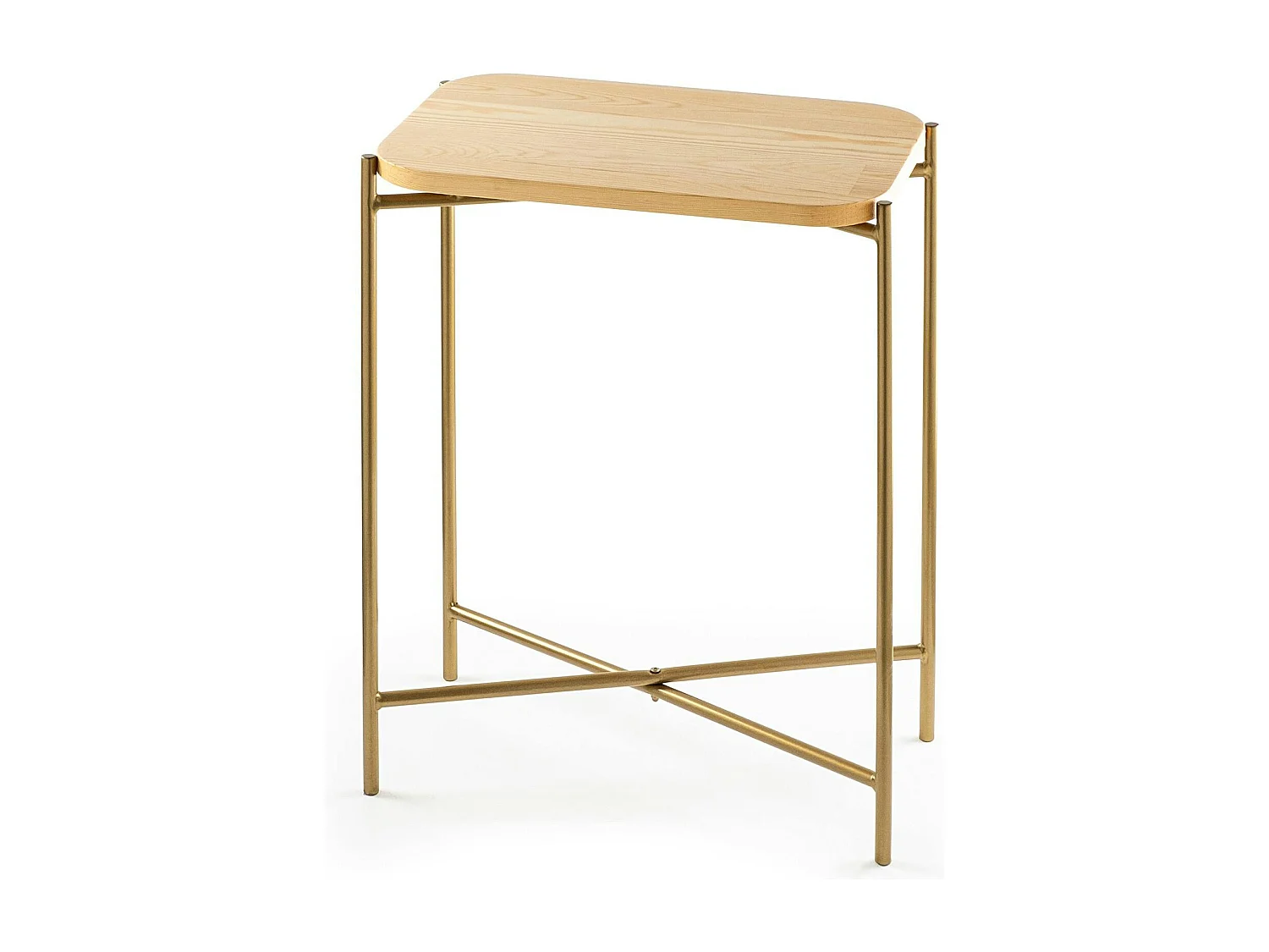 Petite table bois rectangulaire - structure métal doré JENA