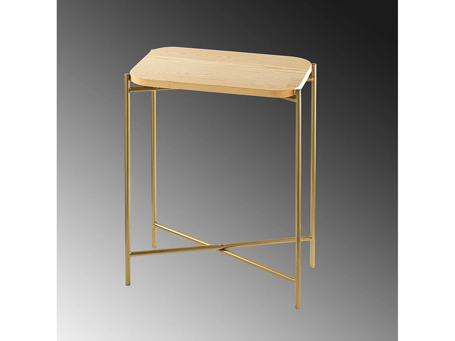 Petite table bois rectangulaire - structure métal doré JENA