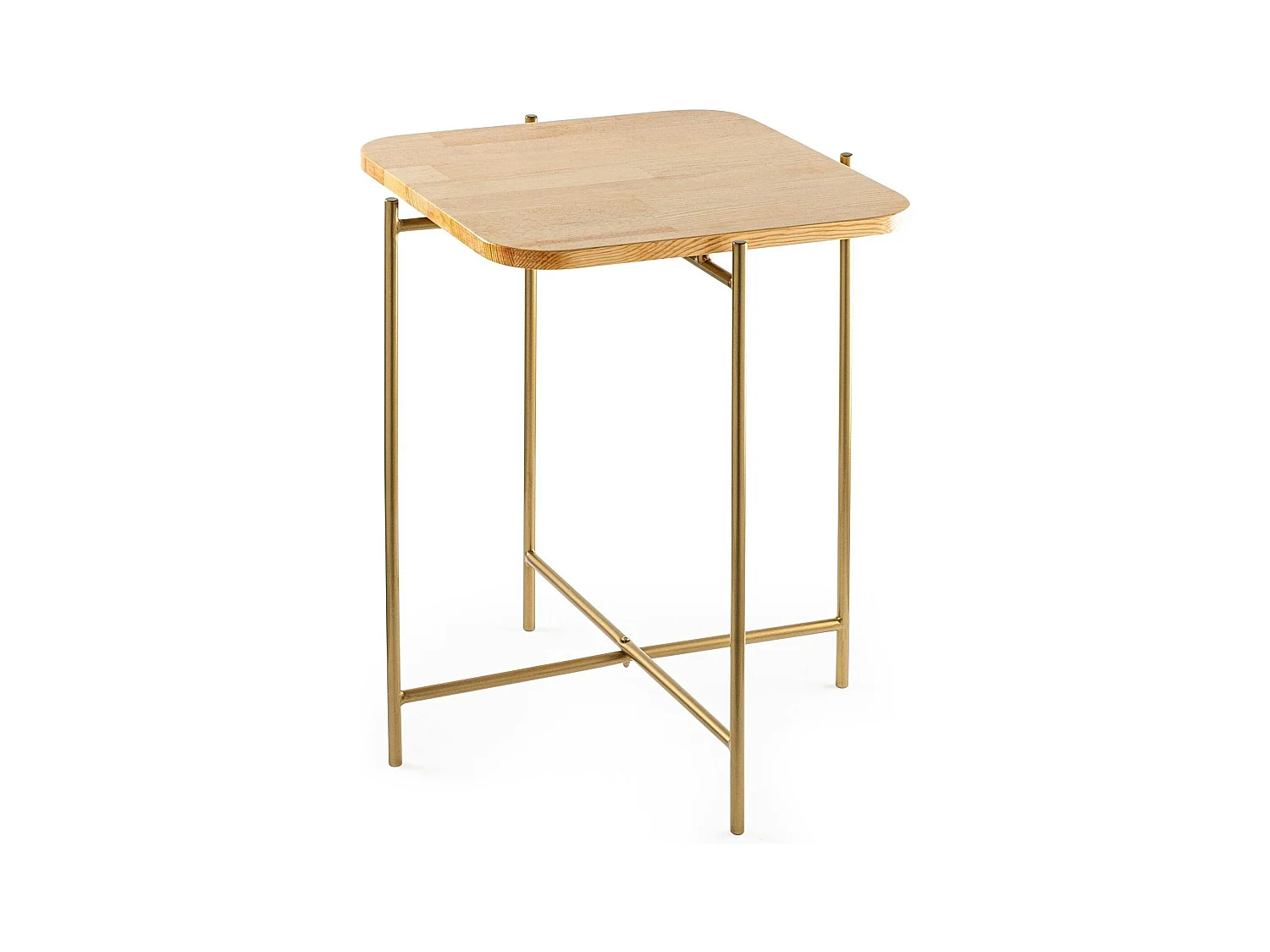 Petite table en bois carrée - structure métal doré JENA