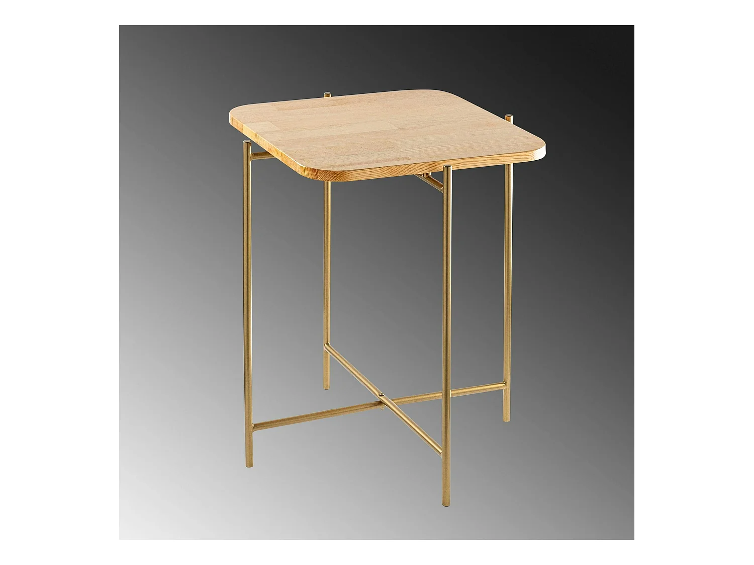 Petite table en bois carrée - structure métal doré JENA