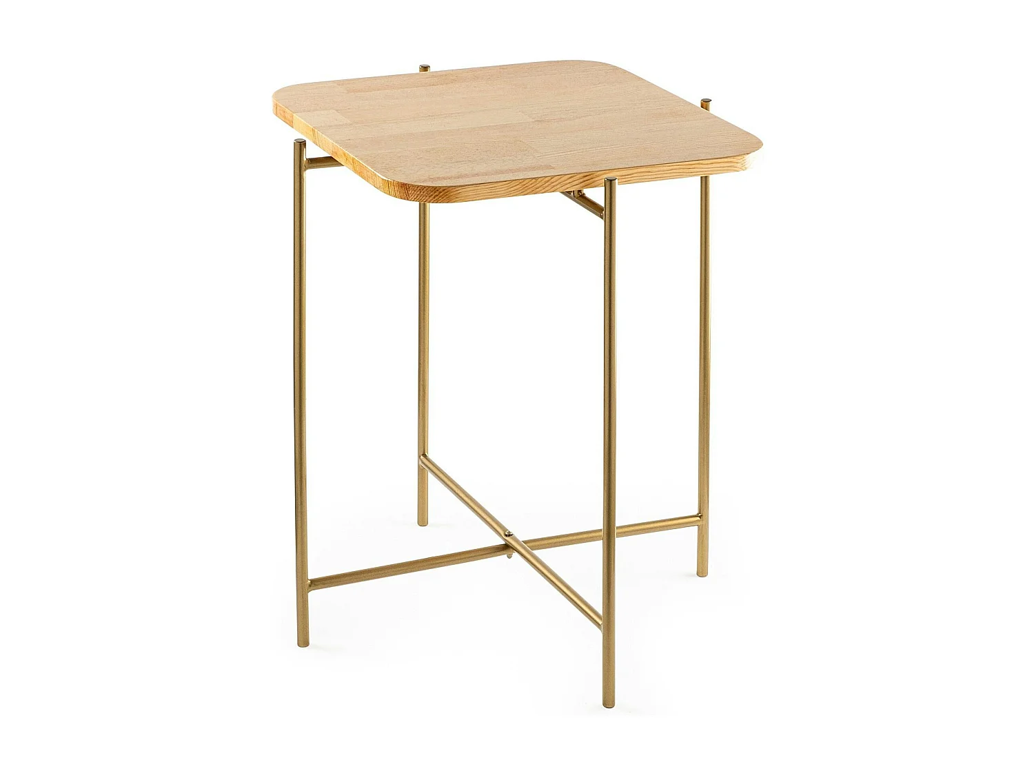 Petite table en bois carrée - structure métal doré JENA