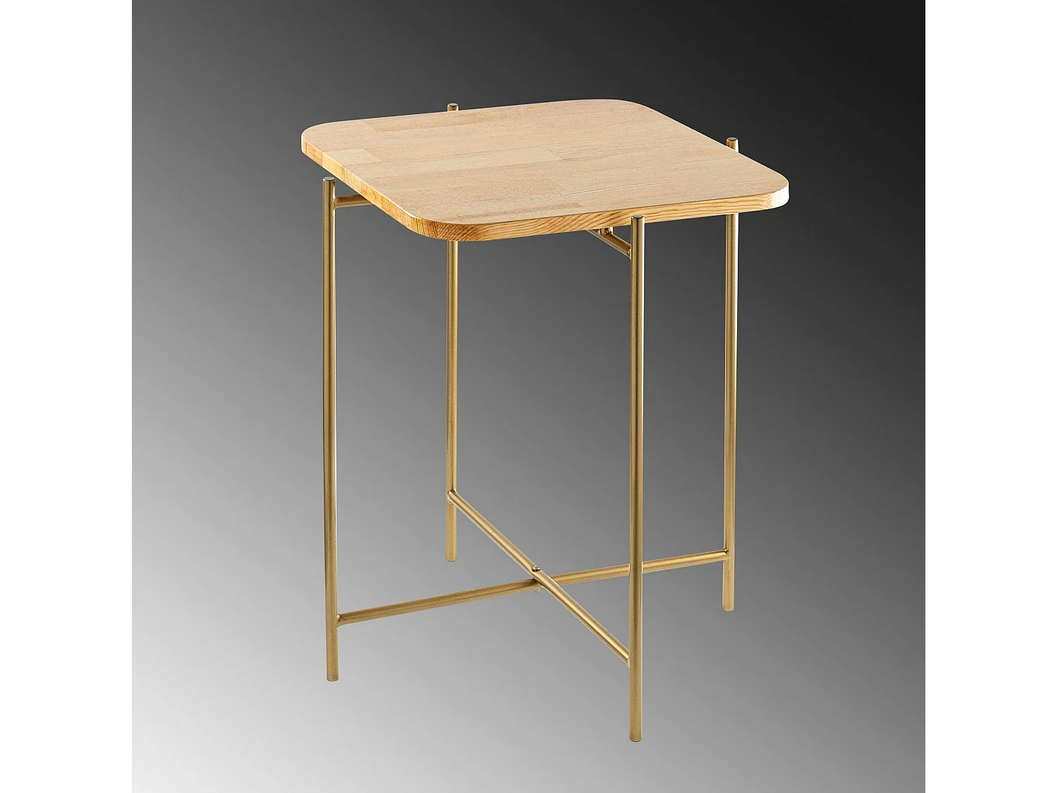 Petite table en bois carrée - structure métal doré JENA