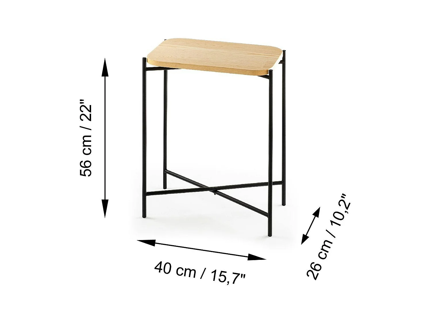 Petite table bois rectangulaire - structure métal noir JENA