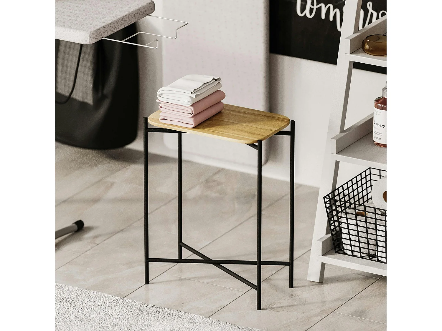 Petite table bois rectangulaire - structure métal noir JENA