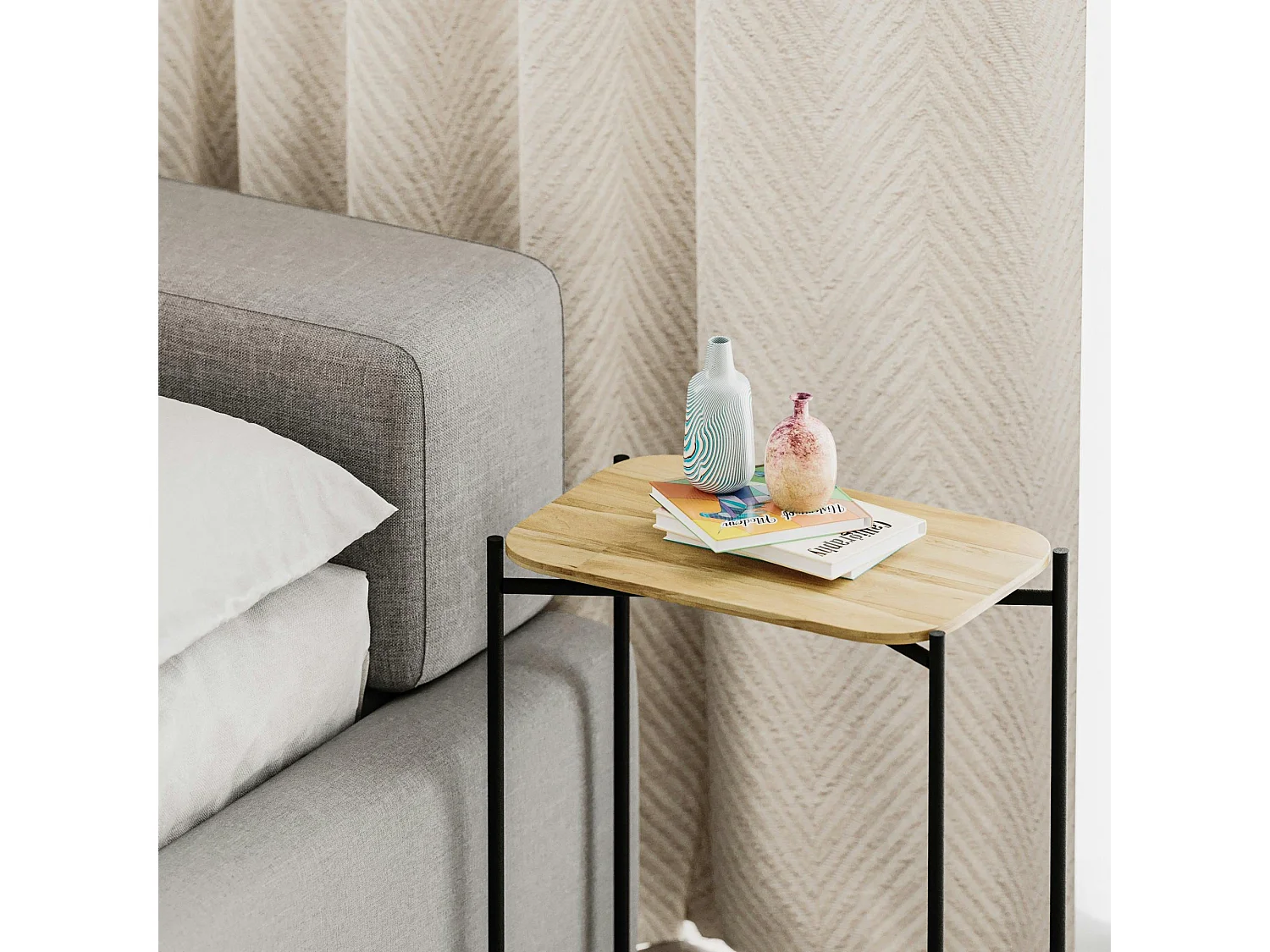 Petite table bois rectangulaire - structure métal noir JENA