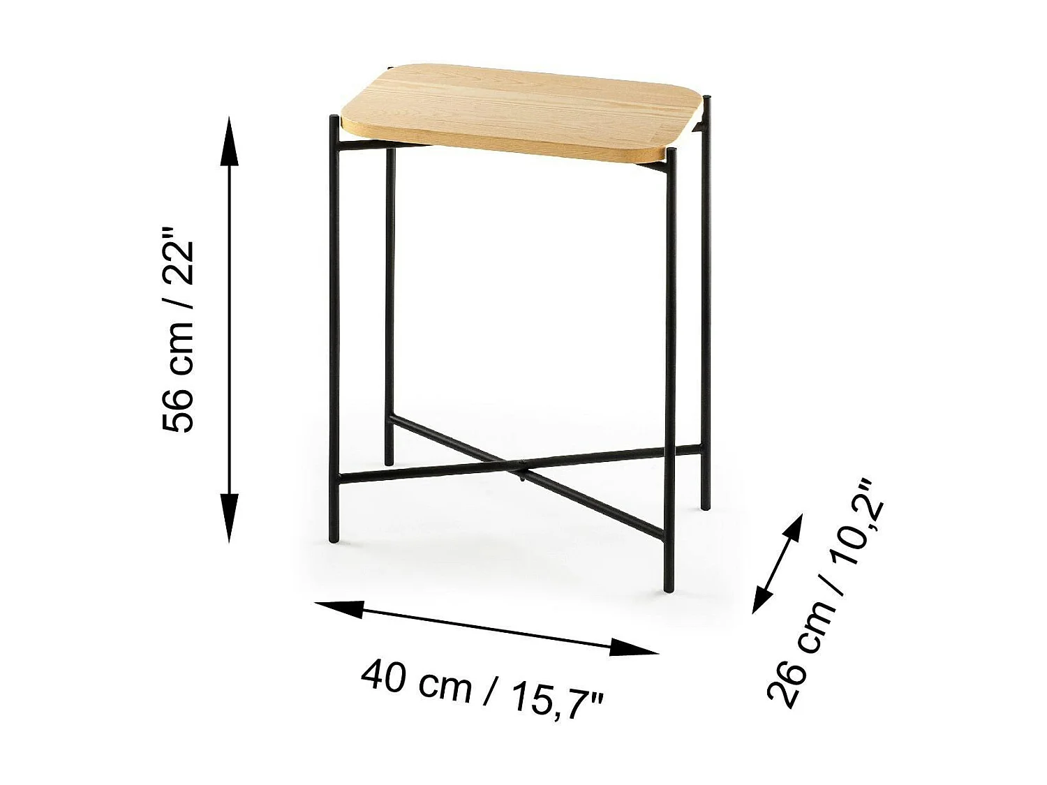 Petite table bois rectangulaire - structure métal noir JENA