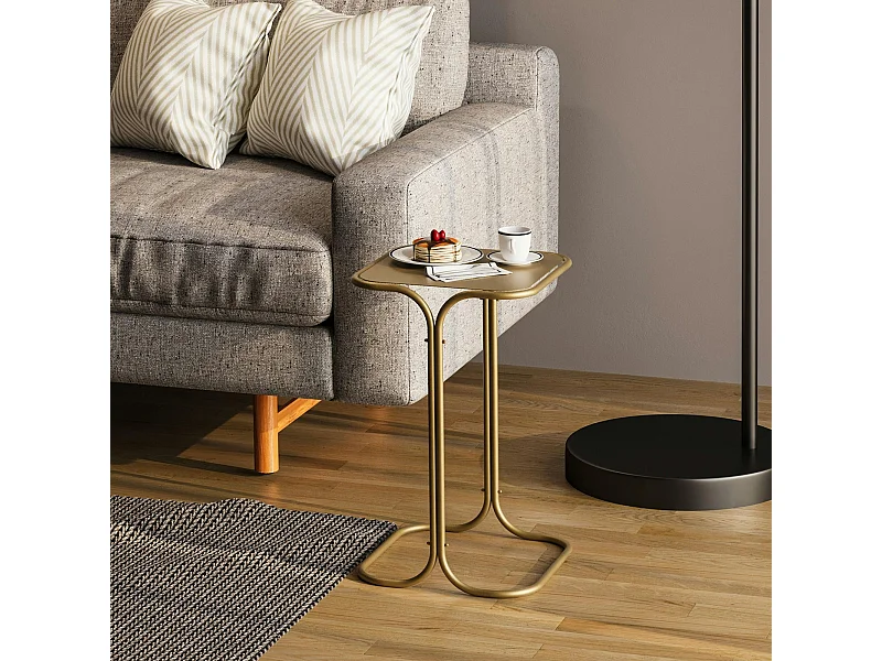 Petite table d'appoint dorée carrée - finition mate JENA