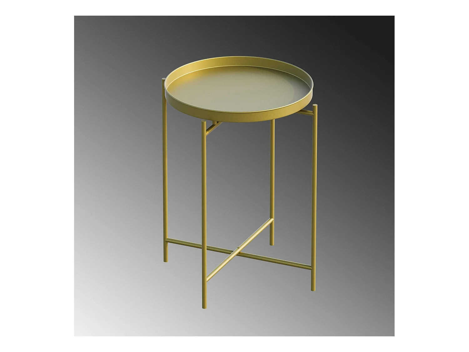 Petite table d'appoint dorée - structure ronde, métal SFAX