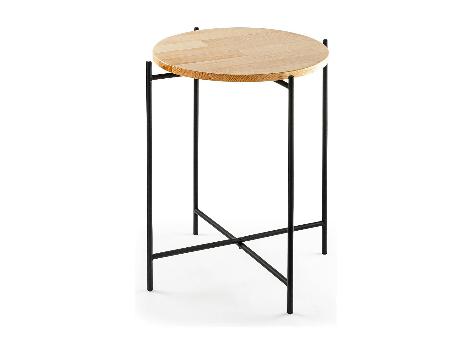 Petite table en bois ronde - structure métal noir JENA