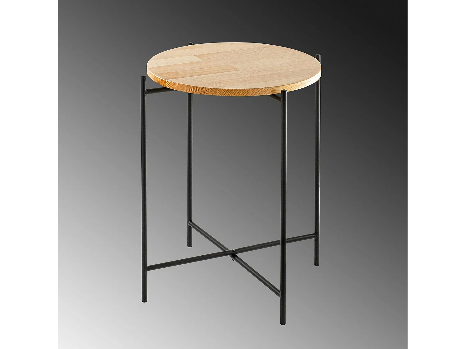 Petite table en bois ronde - structure métal noir JENA