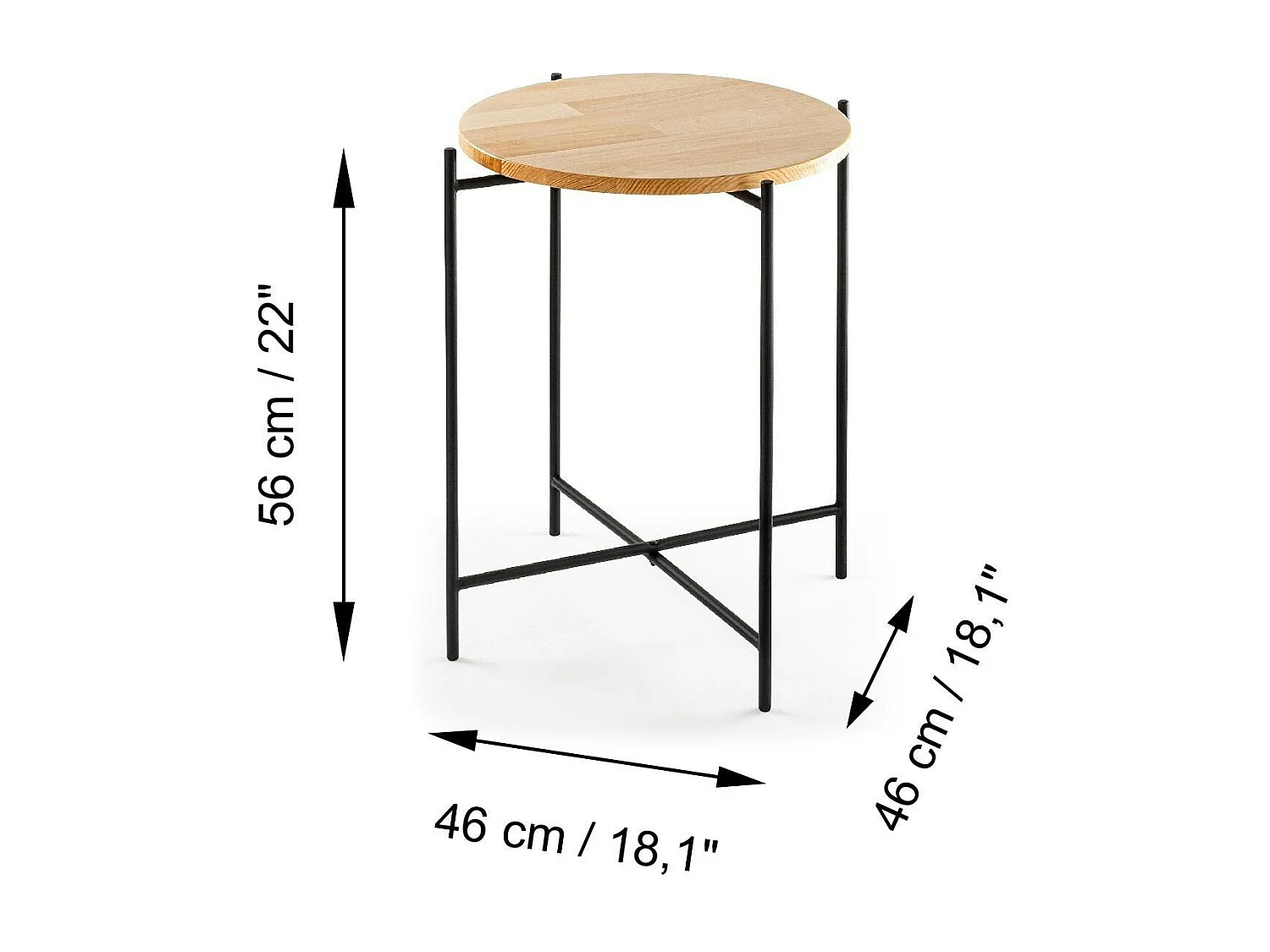 Petite table en bois ronde - structure métal noir JENA