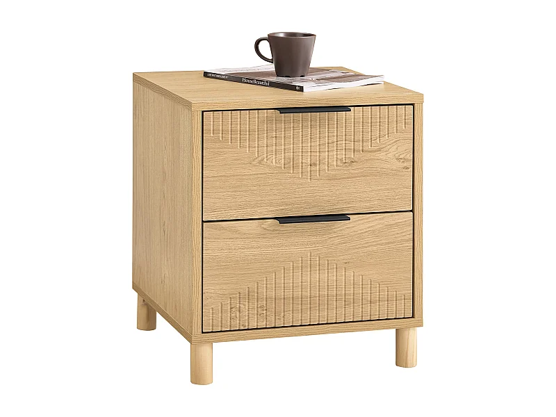 SoBuy Table de chevet - Table de chevet avec 2 tiroirs, table basse, meuble de canapé, table de chevet, naturel L40 x P42 x H47 cm FBT166-N