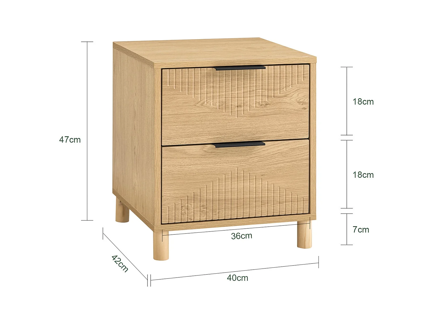 SoBuy Table de chevet - Table de chevet avec 2 tiroirs, table basse, meuble de canapé, table de chevet, naturel L40 x P42 x H47 cm FBT166-N