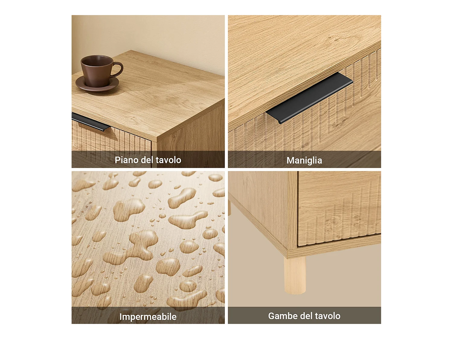 SoBuy Table de chevet - Table de chevet avec 2 tiroirs, table basse, meuble de canapé, table de chevet, naturel L40 x P42 x H47 cm FBT166-N