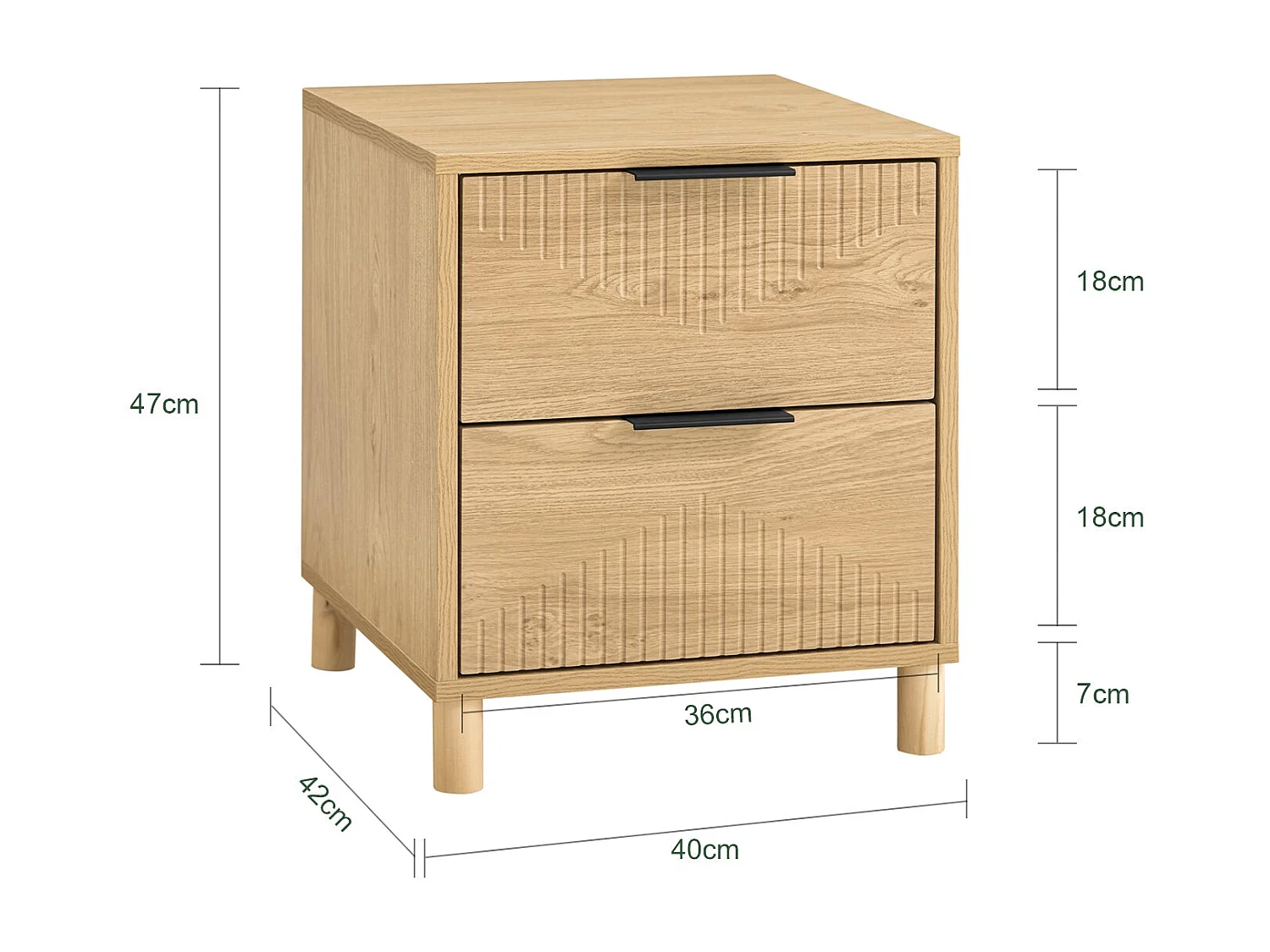 SoBuy Table de chevet - Table de chevet avec 2 tiroirs, table basse, meuble de canapé, table de chevet, naturel L40 x P42 x H47 cm FBT166-N
