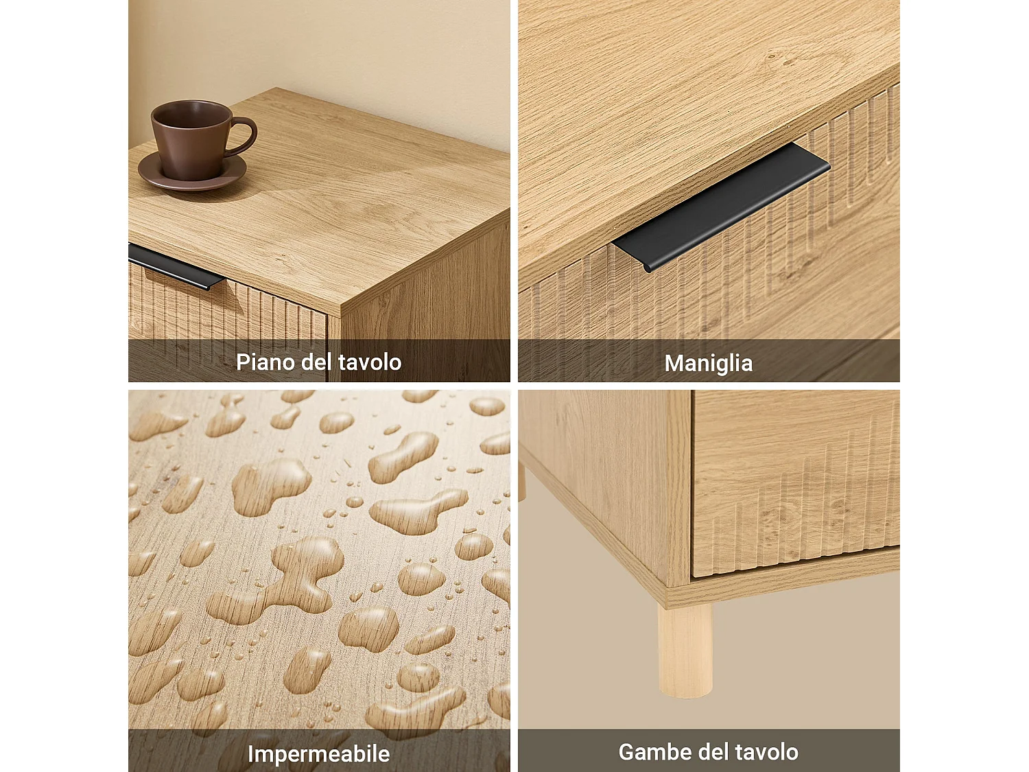 SoBuy Table de chevet - Table de chevet avec 2 tiroirs, table basse, meuble de canapé, table de chevet, naturel L40 x P42 x H47 cm FBT166-N