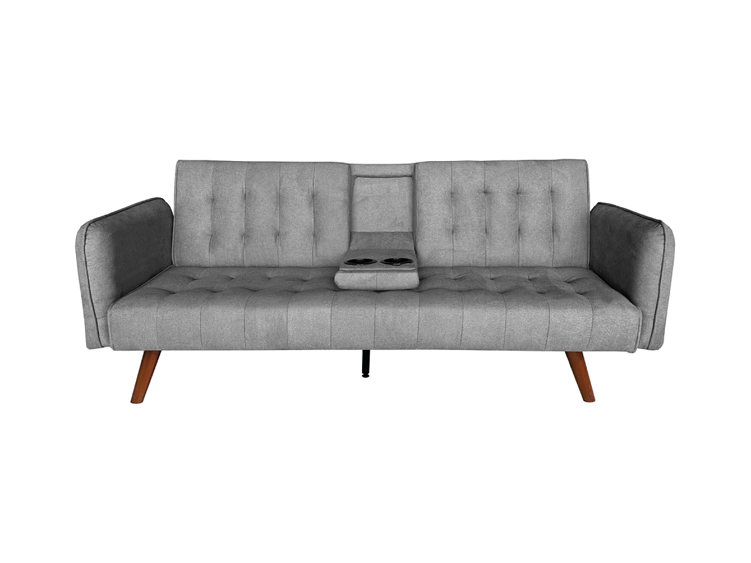 Canapé 3 places convertible en velours avec tablette centrale rabattable gris INVERNESS