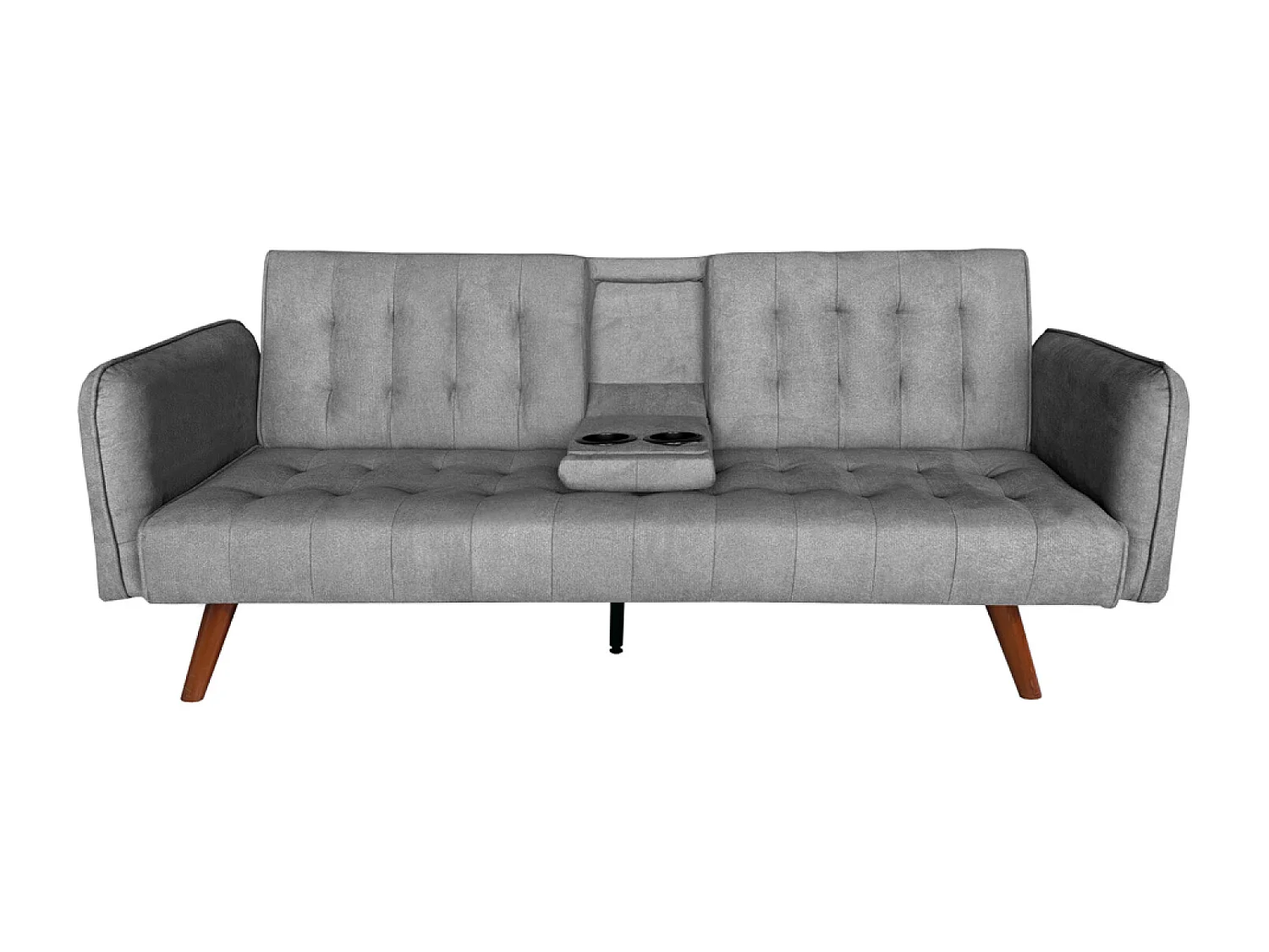 Canapé 3 places convertible en velours avec tablette centrale rabattable gris INVERNESS