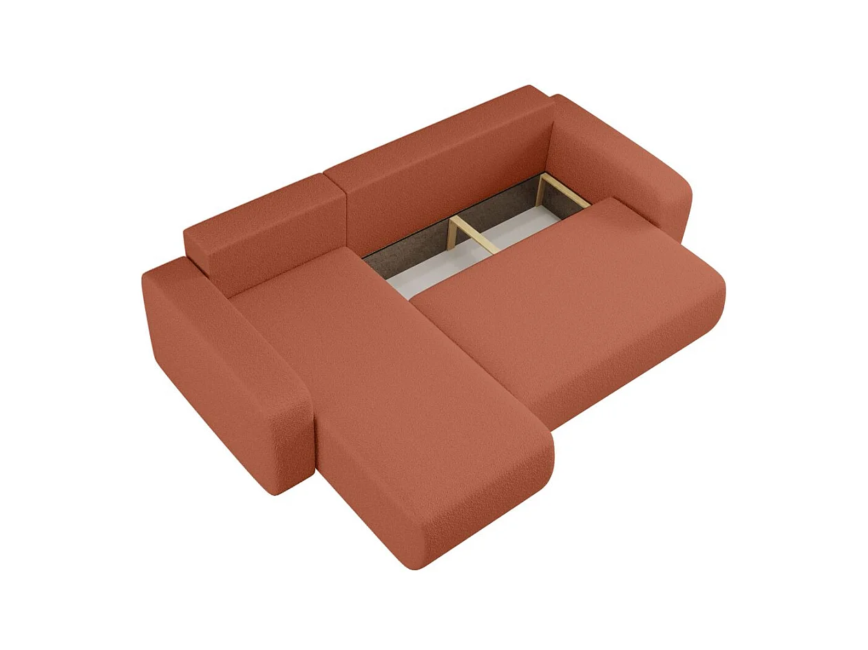 Canapé d'angle ALYA convertible et réversible 4 places en tissu bouclette - Terracotta