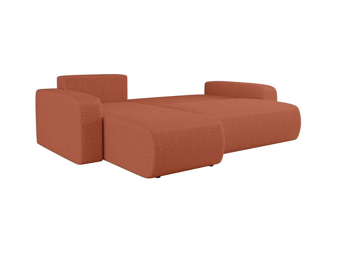Canapé d'angle ALYA convertible et réversible 4 places en tissu bouclette - Terracotta