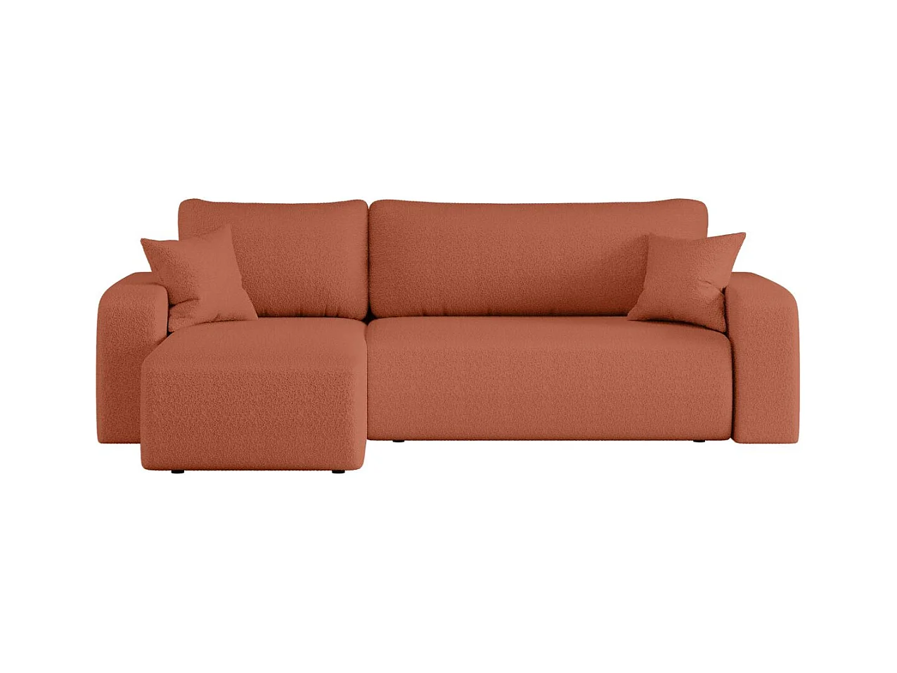 Canapé d'angle ALYA convertible et réversible 4 places en tissu bouclette - Terracotta