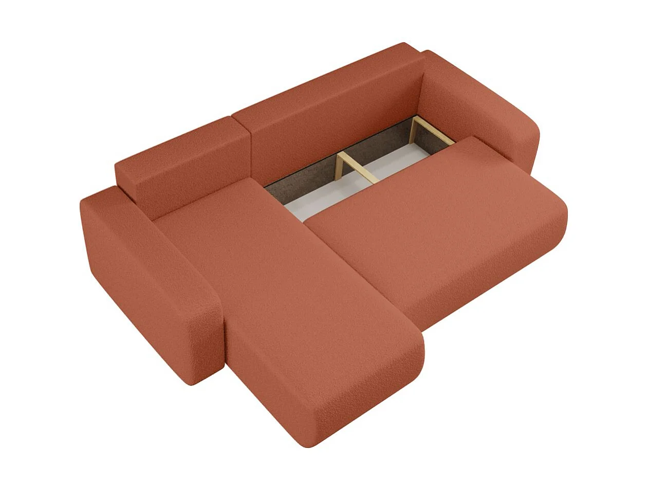 Canapé d'angle ALYA convertible et réversible 4 places en tissu bouclette - Terracotta