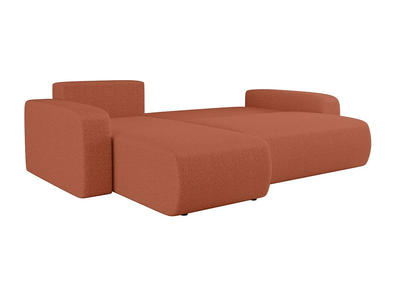 Canapé d'angle ALYA convertible et réversible 4 places en tissu bouclette - Terracotta