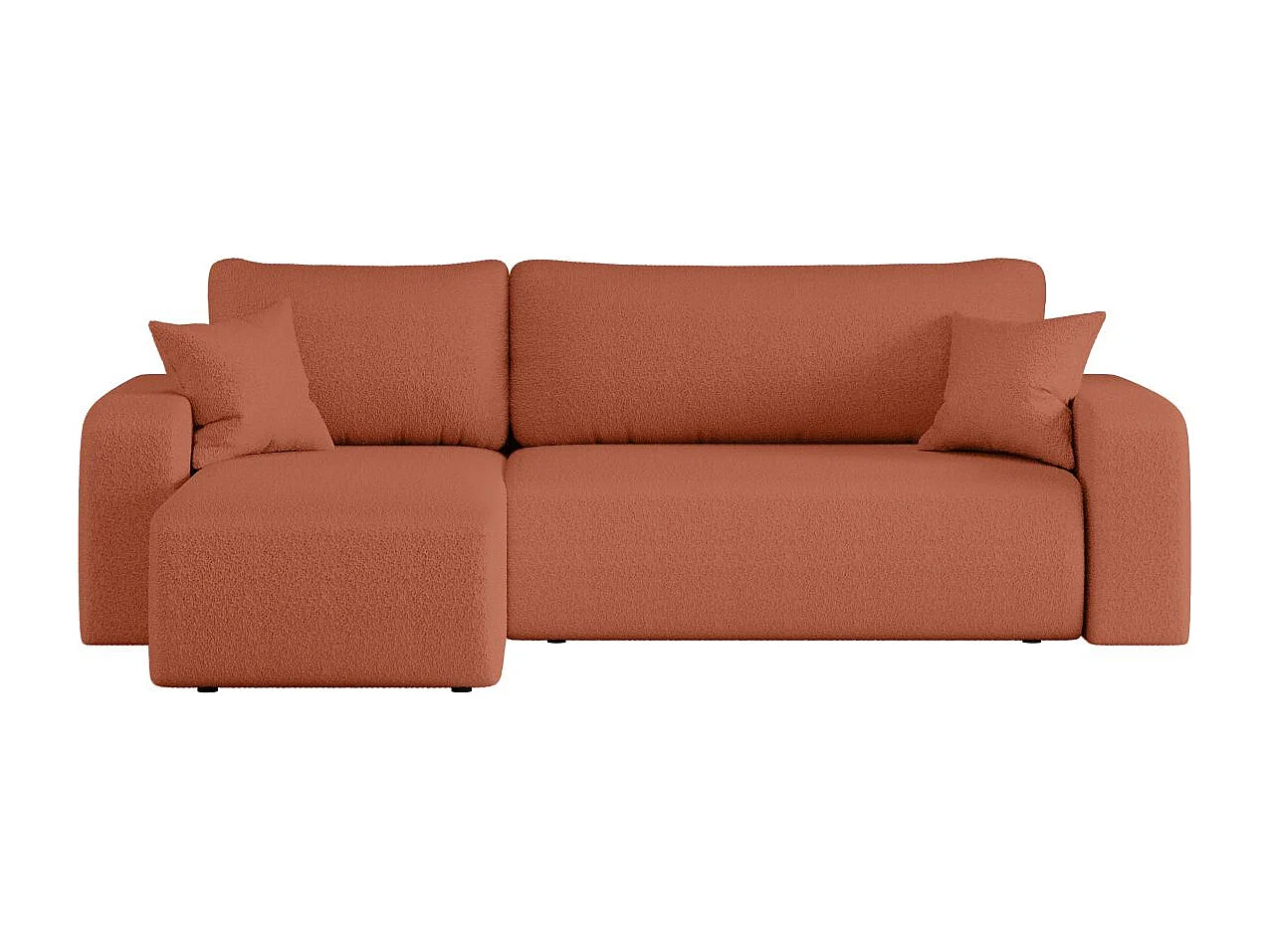 Canapé d'angle ALYA convertible et réversible 4 places en tissu bouclette - Terracotta