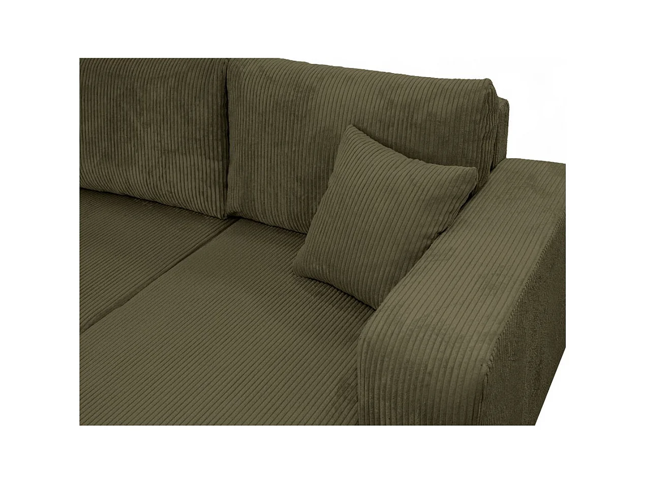 Canapé d'angle ALYA panoramique convertible 6 places en velours cotelé - Vert