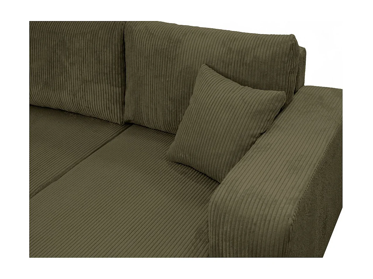 Canapé d'angle ALYA panoramique convertible 6 places en velours cotelé - Vert