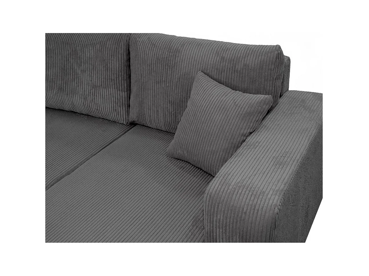 Canapé d'angle ALYA panoramique convertible 6 places en velours cotelé - Gris