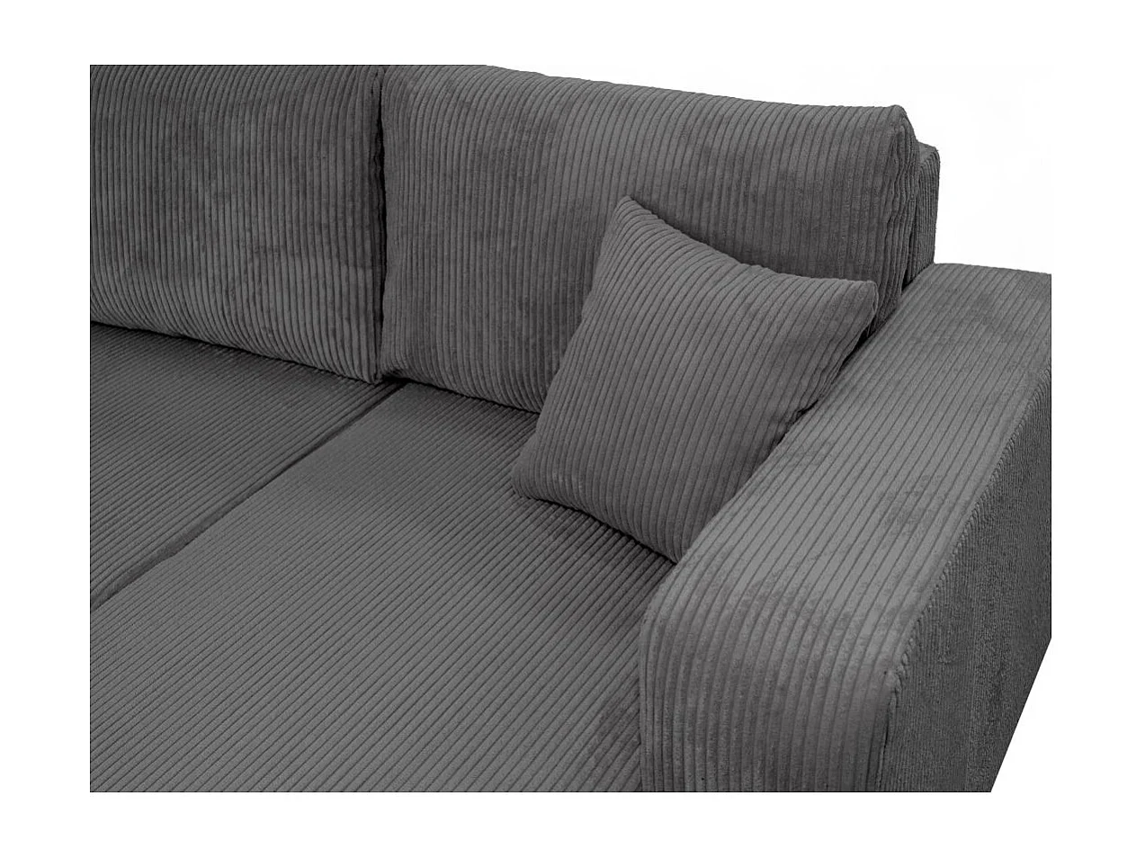 Canapé d'angle ALYA panoramique convertible 6 places en velours cotelé - Gris