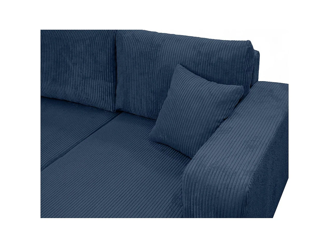 Canapé d'angle ALYA panoramique convertible 6 places en velours cotelé - Bleu