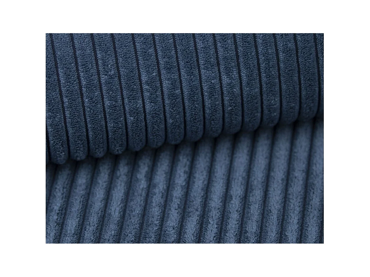 Canapé d'angle ALYA panoramique convertible 6 places en velours cotelé - Bleu