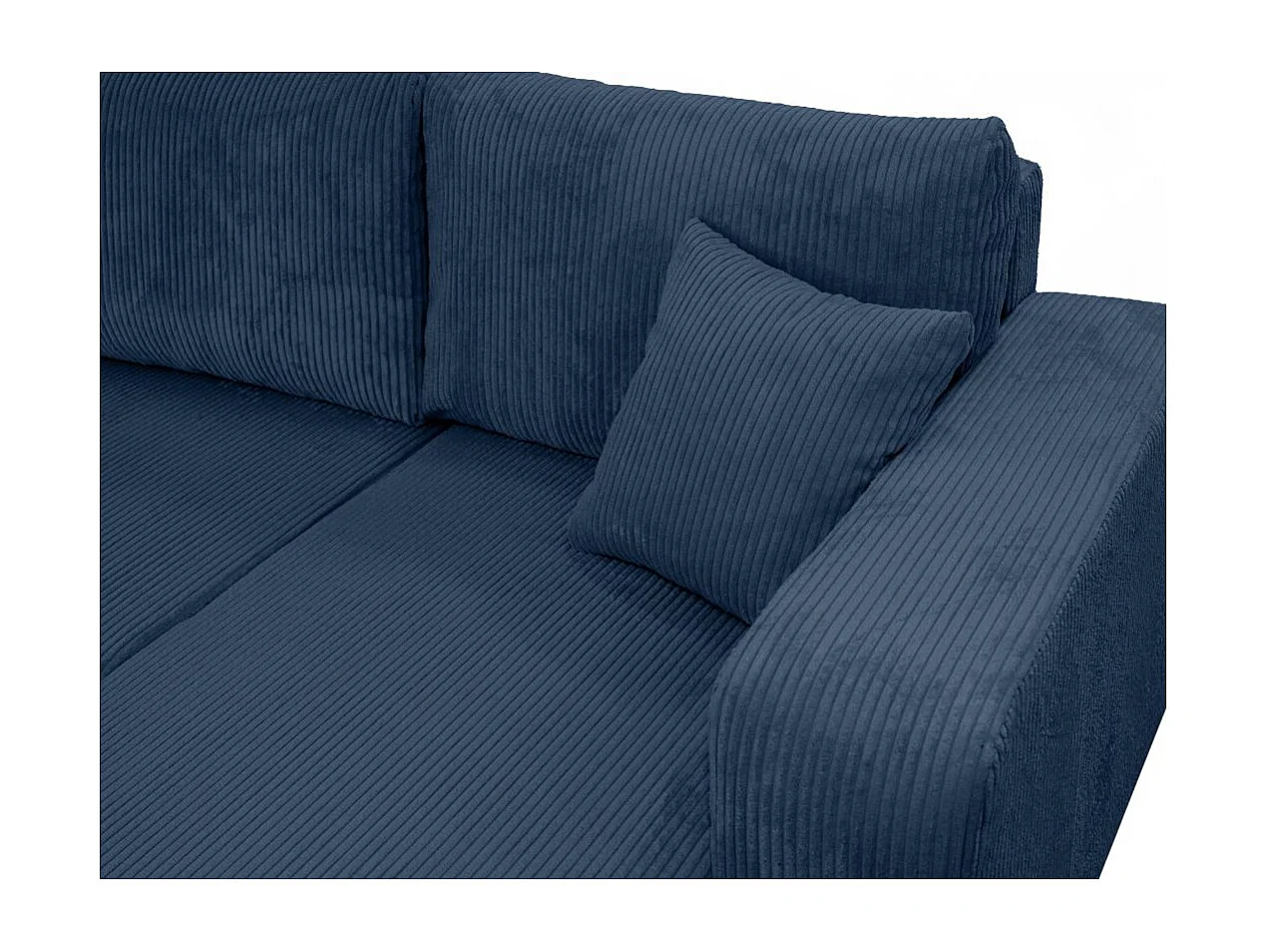 Canapé d'angle ALYA panoramique convertible 6 places en velours cotelé - Bleu