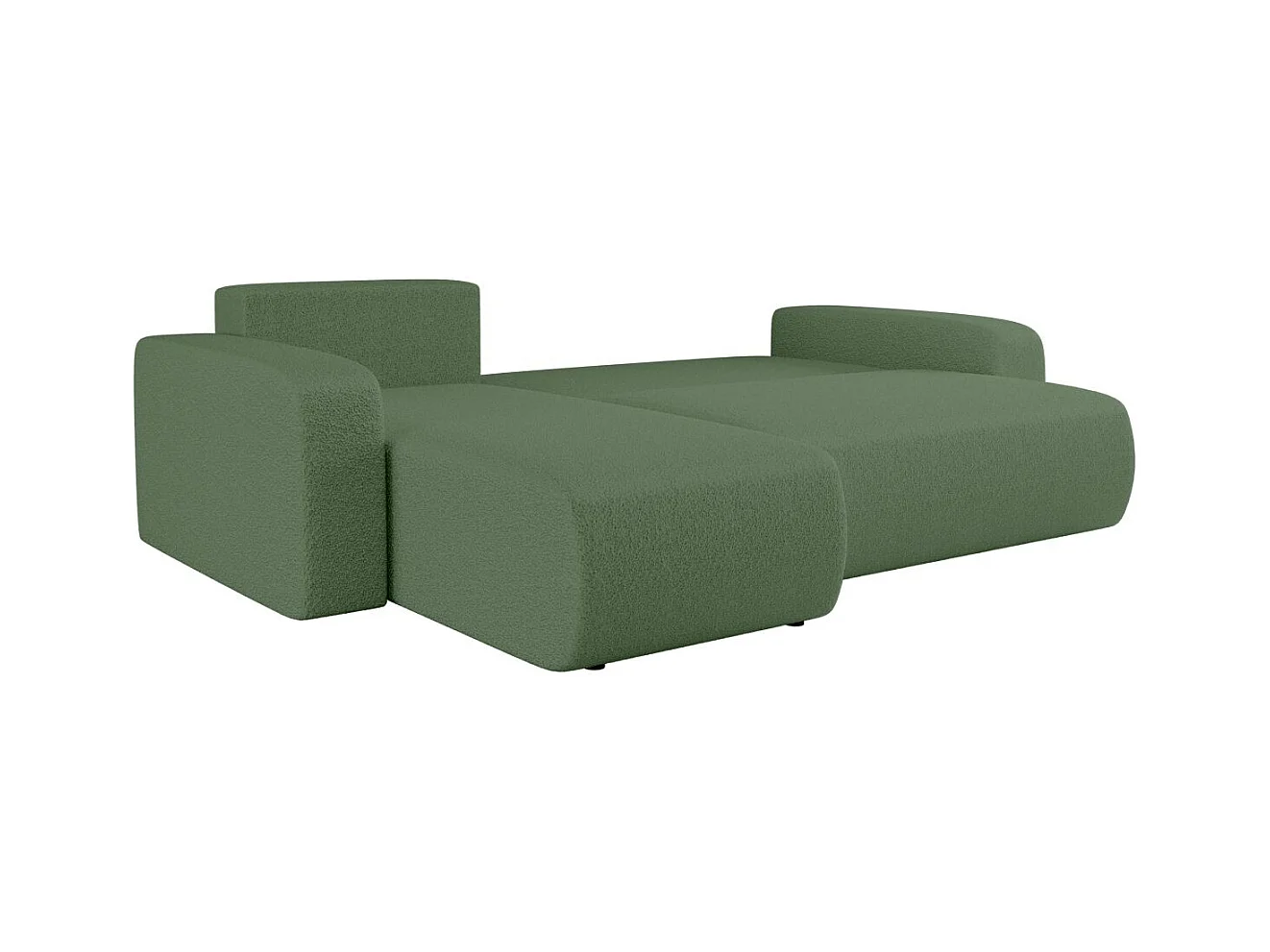 Canapé d'angle ALYA convertible et réversible 4 places en tissu bouclette - Vert