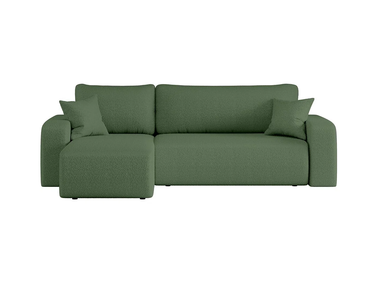 Canapé d'angle ALYA convertible et réversible 4 places en tissu bouclette - Vert