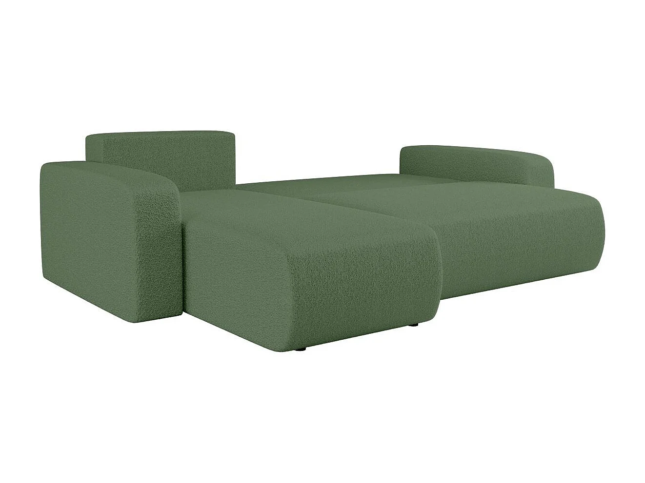 Canapé d'angle ALYA convertible et réversible 4 places en tissu bouclette - Vert