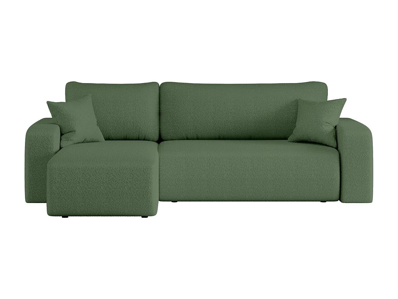 Canapé d'angle ALYA convertible et réversible 4 places en tissu bouclette - Vert