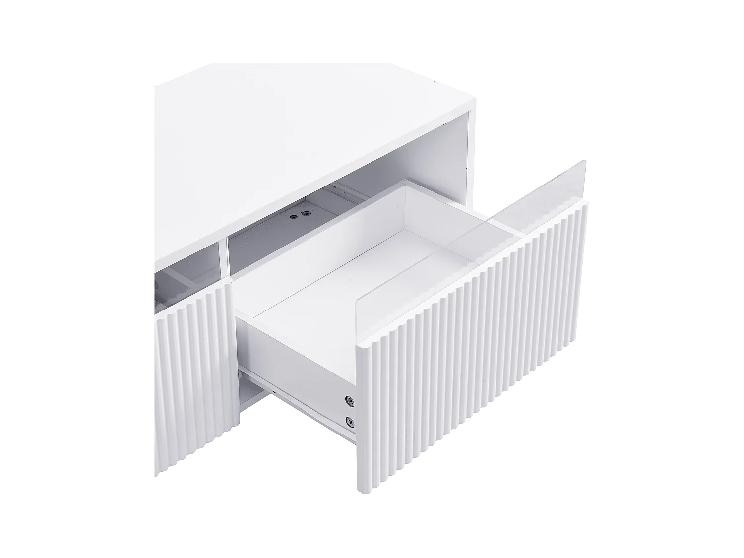 Meuble TV moderne 178x35x45cm - avec éclairage LED - 4 tiroirs - MDF - Blanc